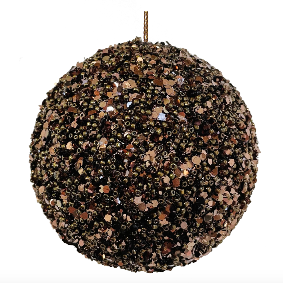 Copper Glitter Beaded Ornaments at Home Smith