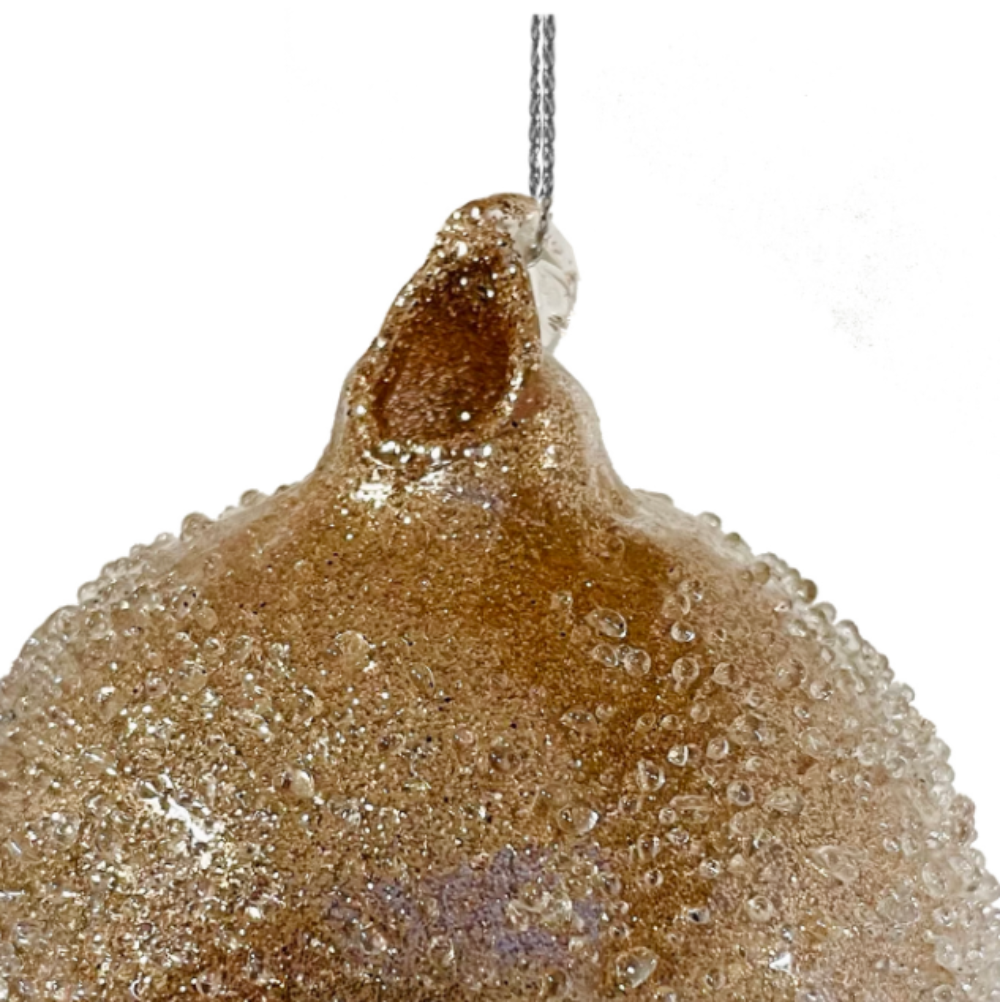 Detail of Glitter Champagne Sanded Glass Ornament at Home Smith