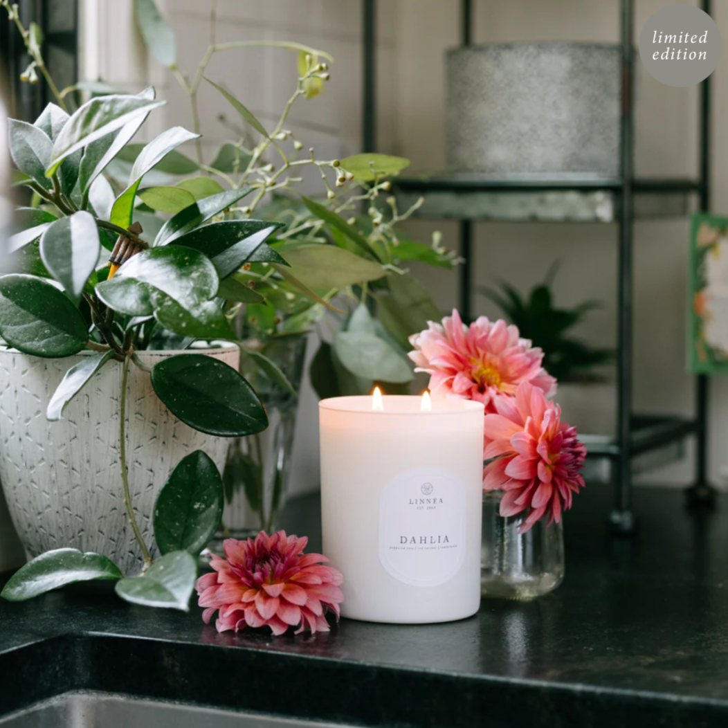 Dahlia Flower Soy Scented Candle by Linnea at Home Smith