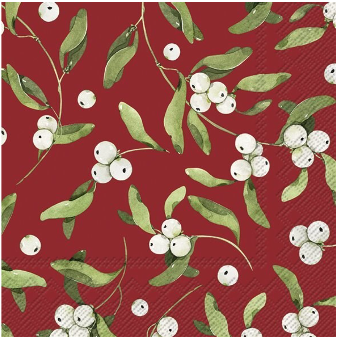 Mistletoe patterned napkins at Home Smith luncheon size