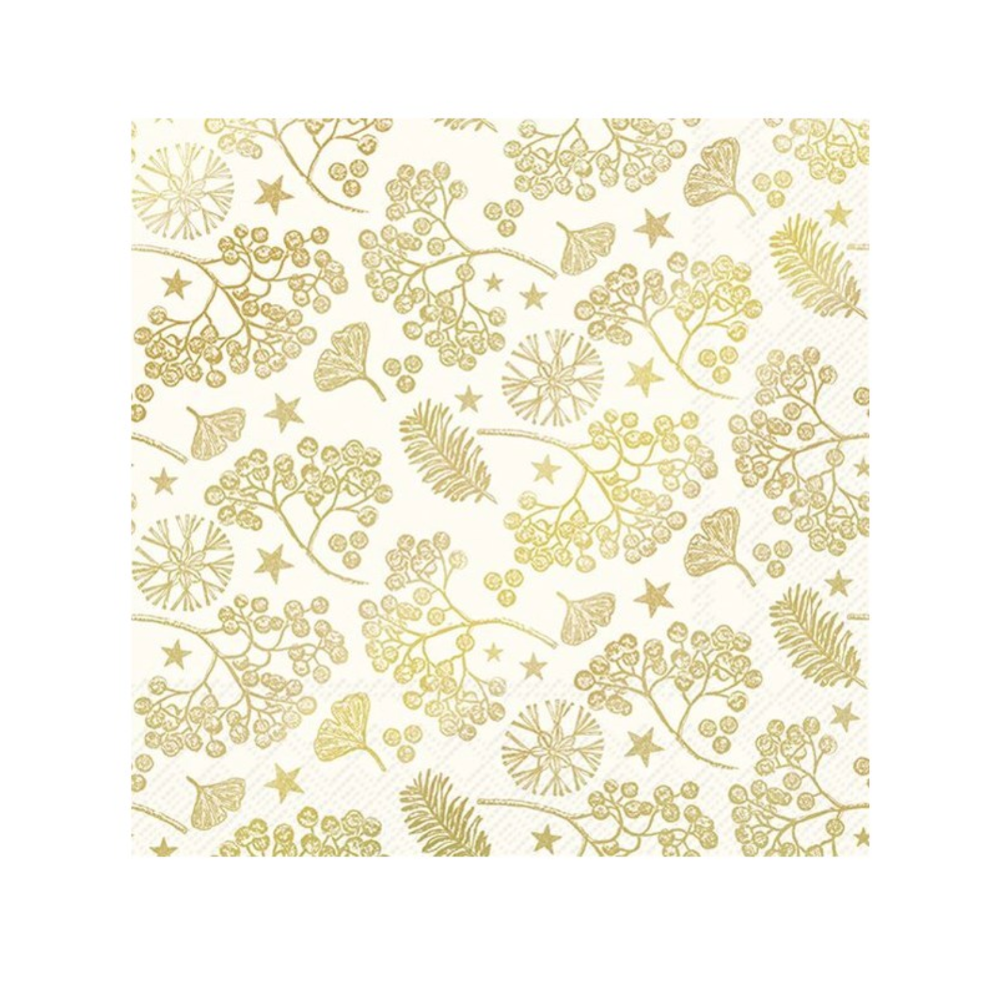 Bright Winter Branches in Gold paper napkins at Home Smith Luncheon Size