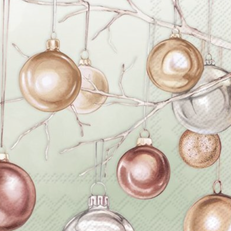 Copper Baubles Holiday Paper Napkins Design Detail at Home Smith 