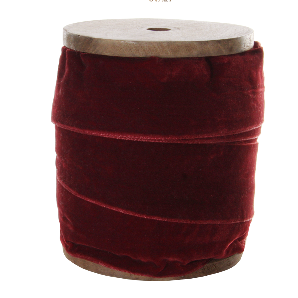 Antiqued Velvet Ribbon in Dark Red at Home Smith