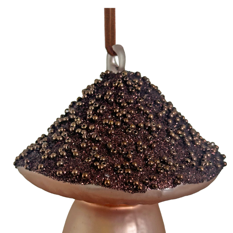 Glass mushroom brown beaded ornament at Home Smith