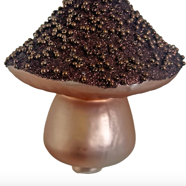 Beaded Brown Glass Mushroom Ornament at Home Smith