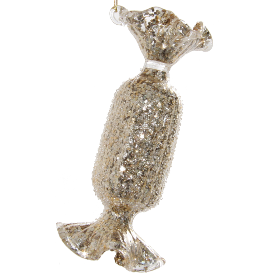 Glass Candy Ornament with Silver and Gold Glitter at Home Smith