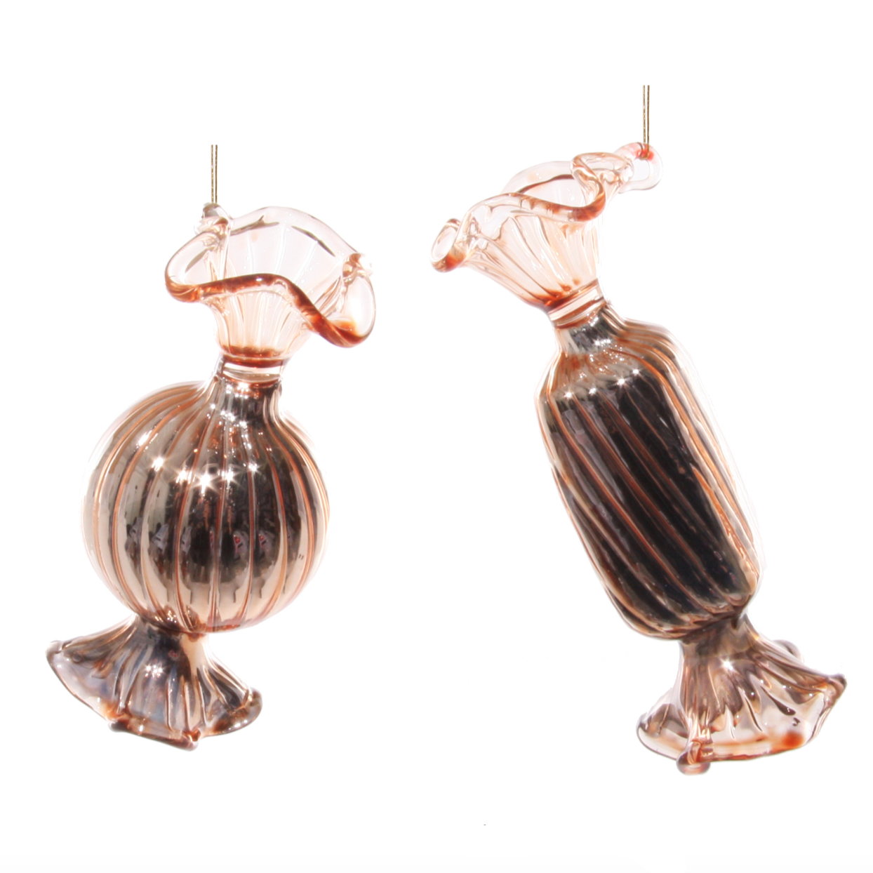 Glass  Shiny Rose Gold Candy Ornaments at Home Smith