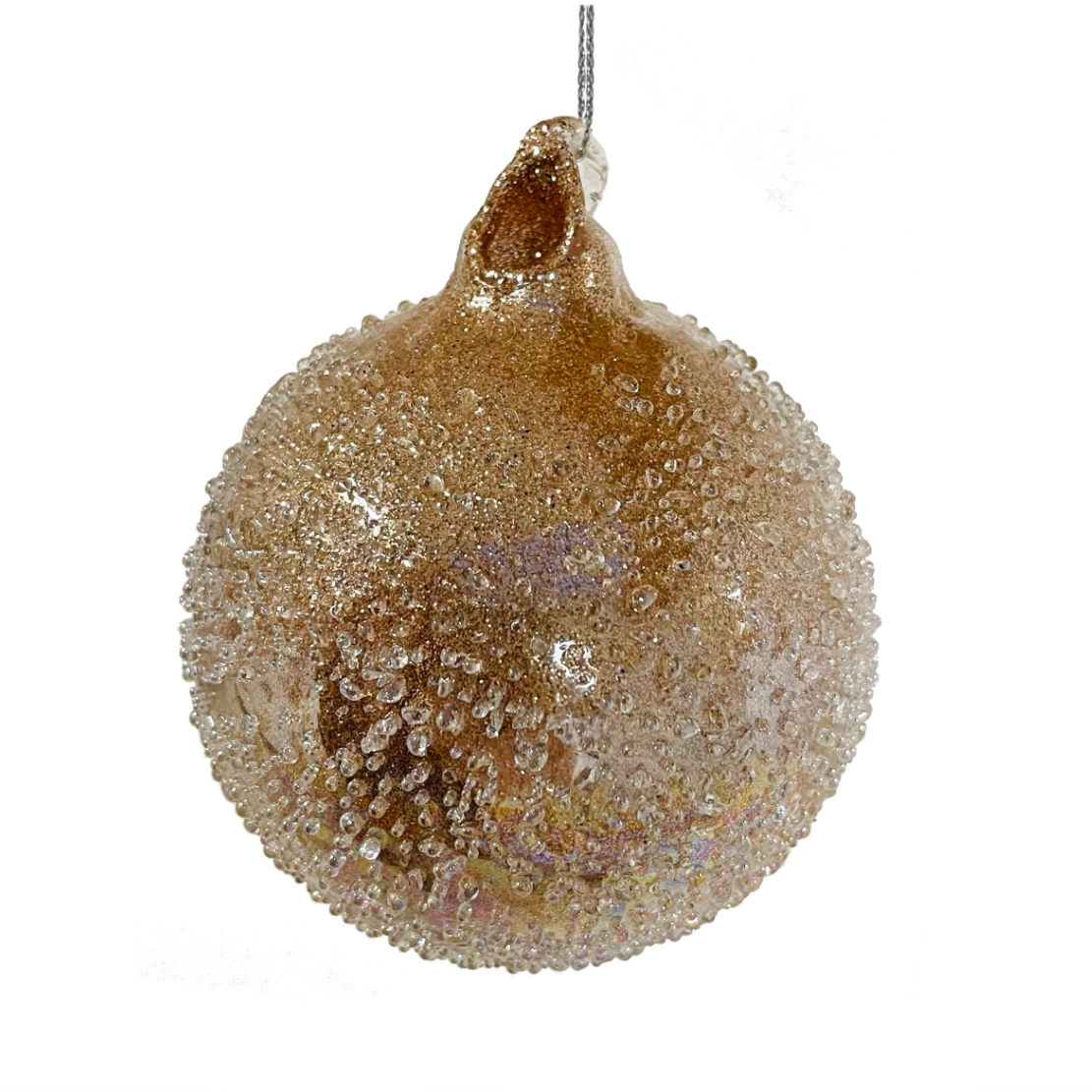 Glitter Champagne Sanded Glass Ornament at Home Smith