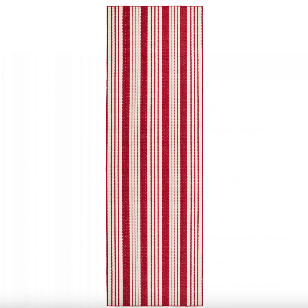 Abby red stripe ticking runner from dash and albert at Home Smith 