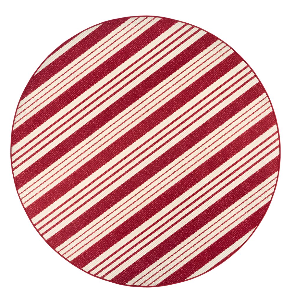 Abby red ticking stripe dash and albert washable rug at Home Smith 