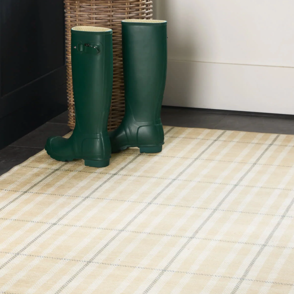 Machine Washable Hallie Plaid Khaki Rug from dash and albert at Home Smith 