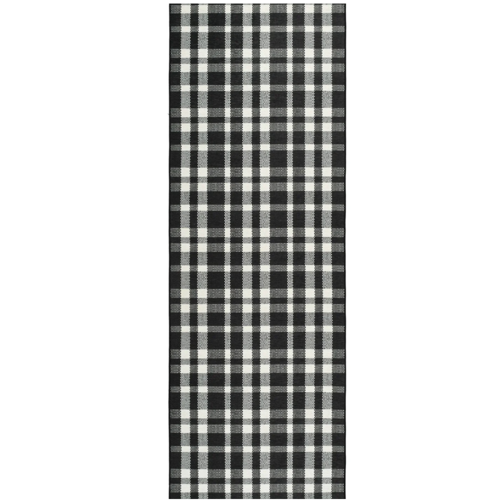 Houston Plaid Black Machine Washable Dash and Albert Runner at Home Smith