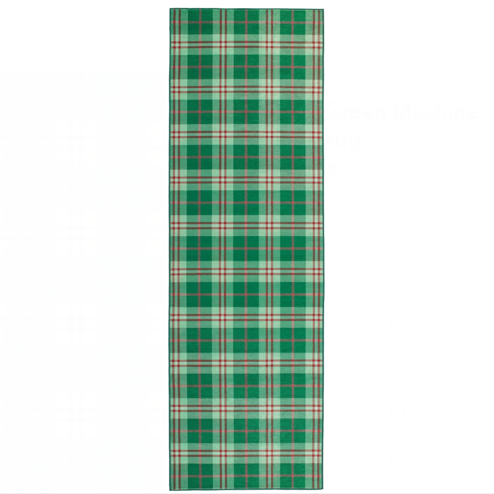 Jolly Plaid Green Machine Washable Dash and Albert Runner at Home Smith