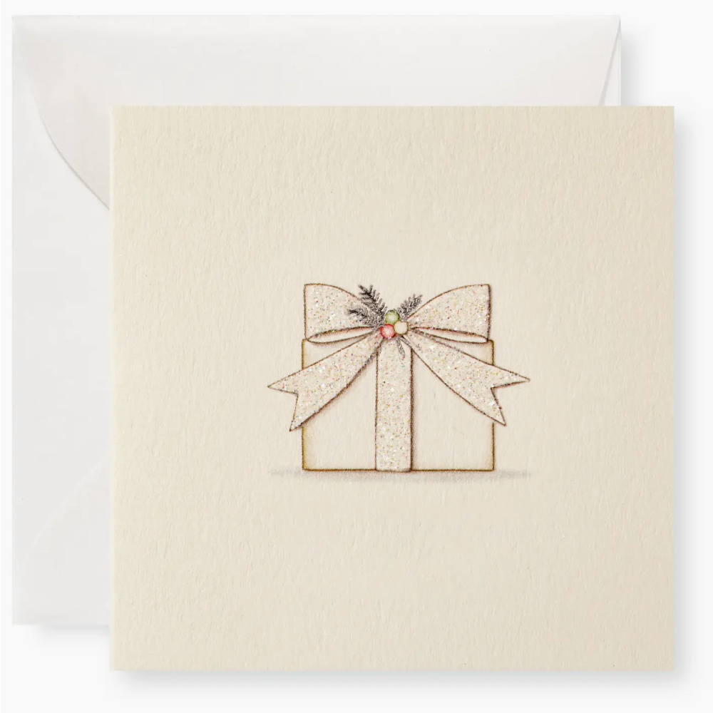 glittered White Present enclosure card at Home Smith