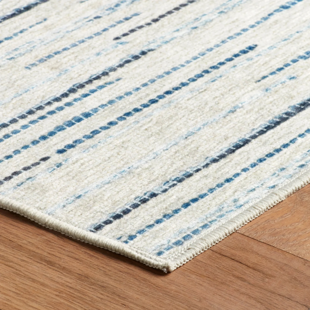 Elwood Blue Machine Washable Rug