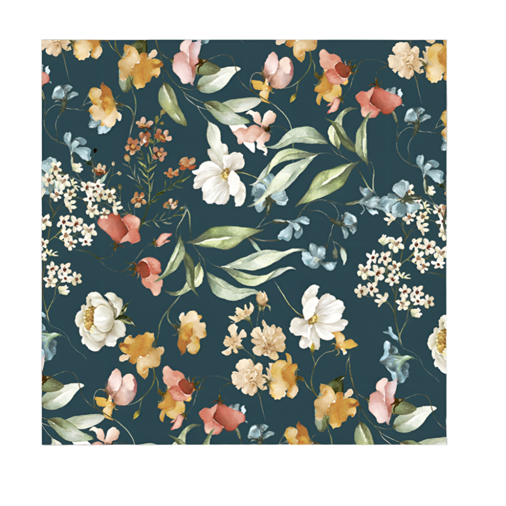 Garden Flowers Paper Cocktail Napkins in Navy at Home Smith 