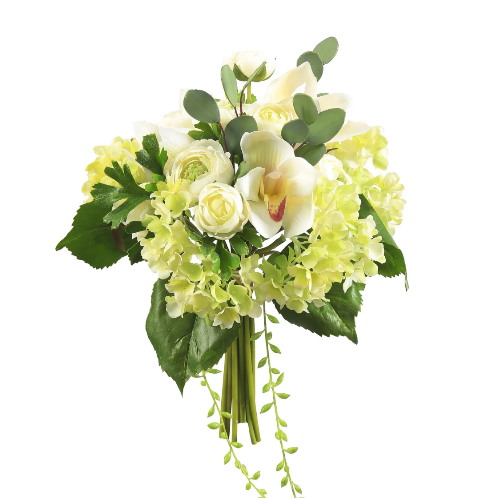 Faux Ranunculus and orchid bouquet in white from Winward Silks at Home Smith