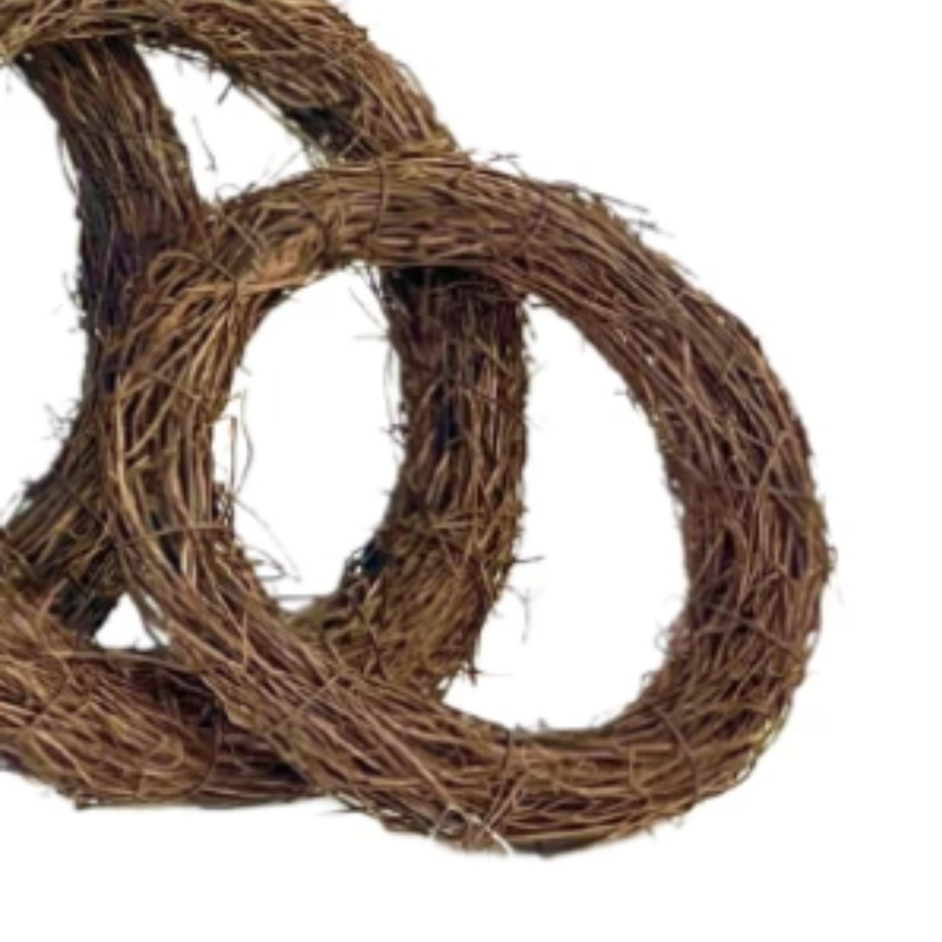 Twisted brown vine wreath on a white background