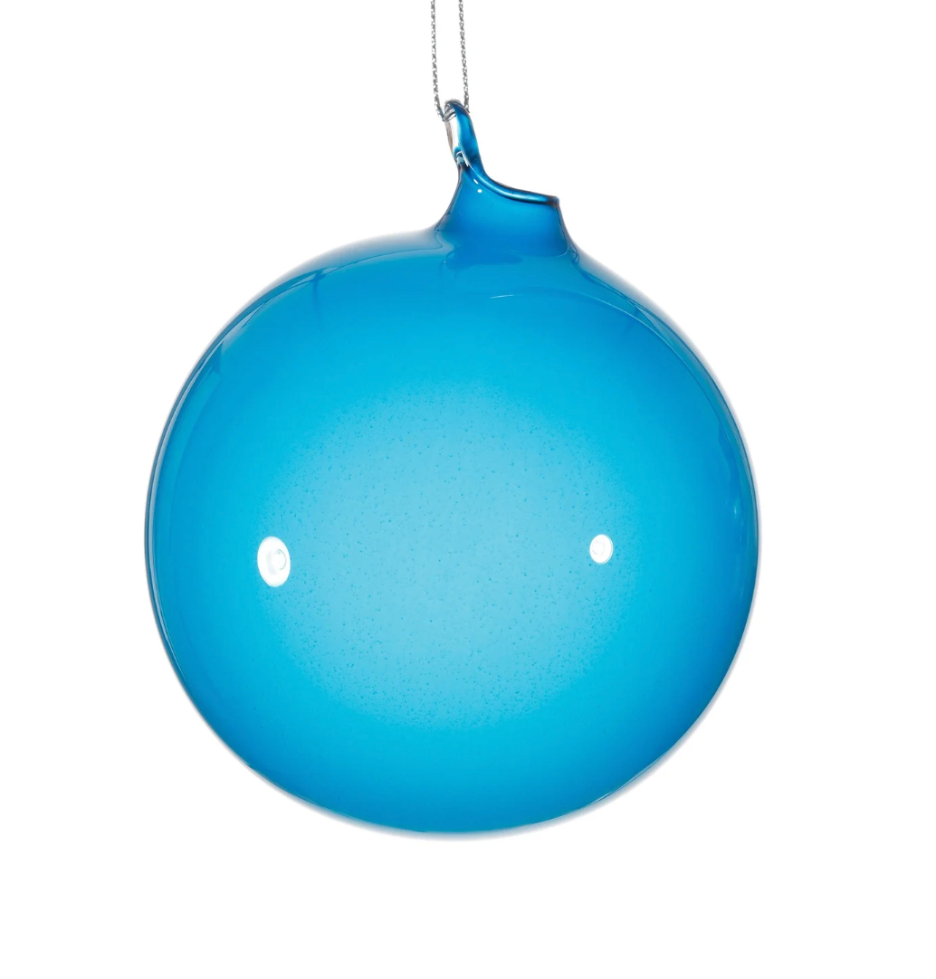 Jim Marvin Bubblegum Glass Ornaments in Aegian Sea Blue