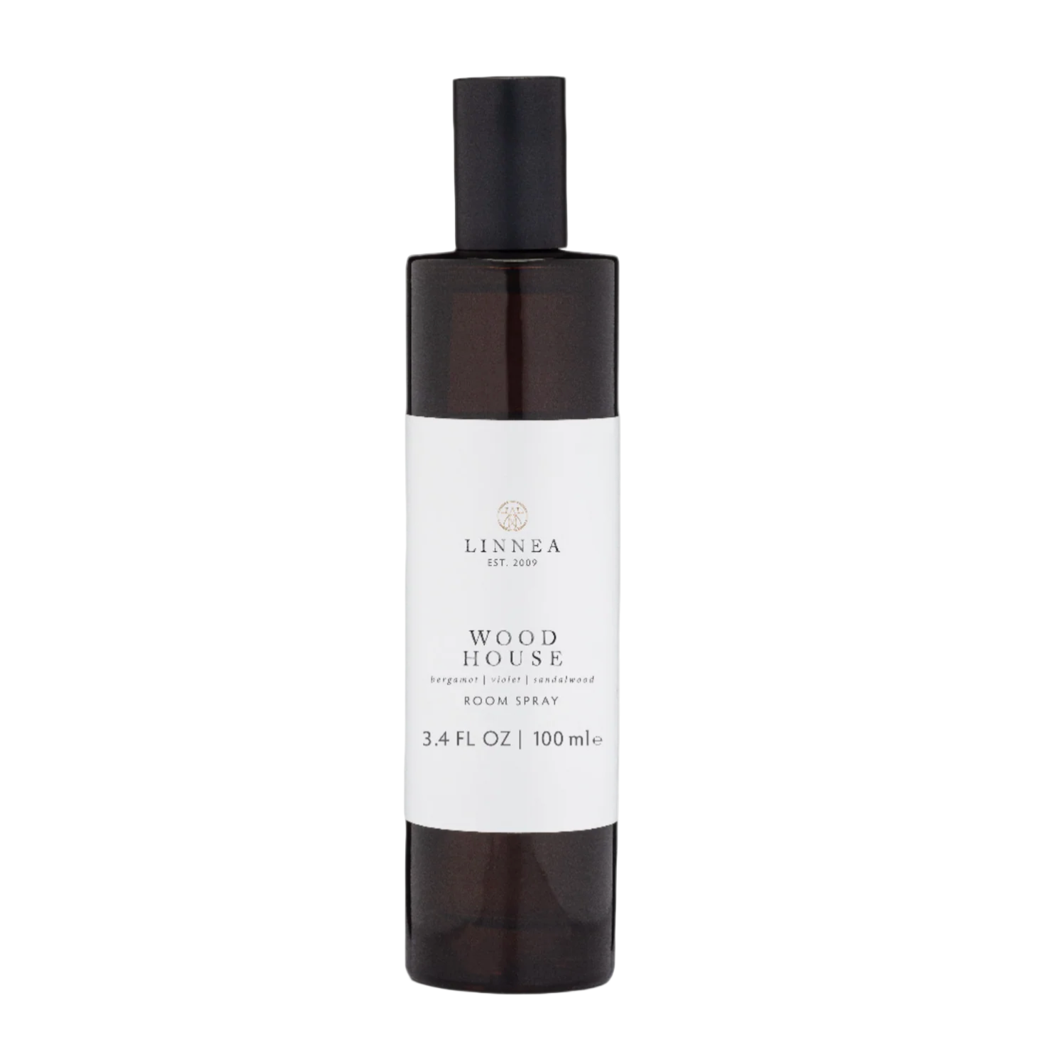 LINNEA Wood House room spray bottle on a white background