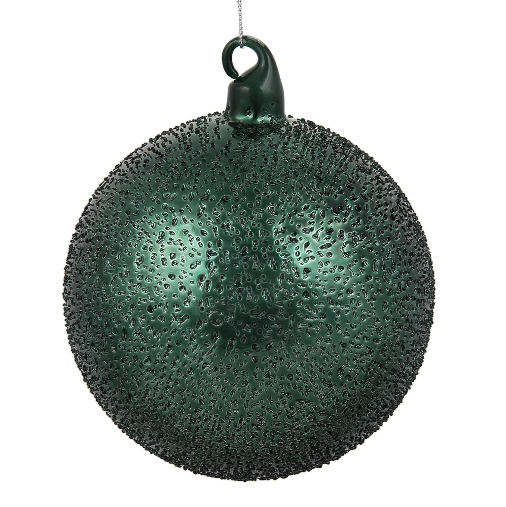 Jim Marvin Handblown Glass Beaded Ornaments in Dark Green