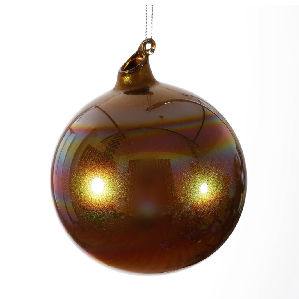 Jim Marvin Handblown Pearl Glass Ornament in Antique Gold