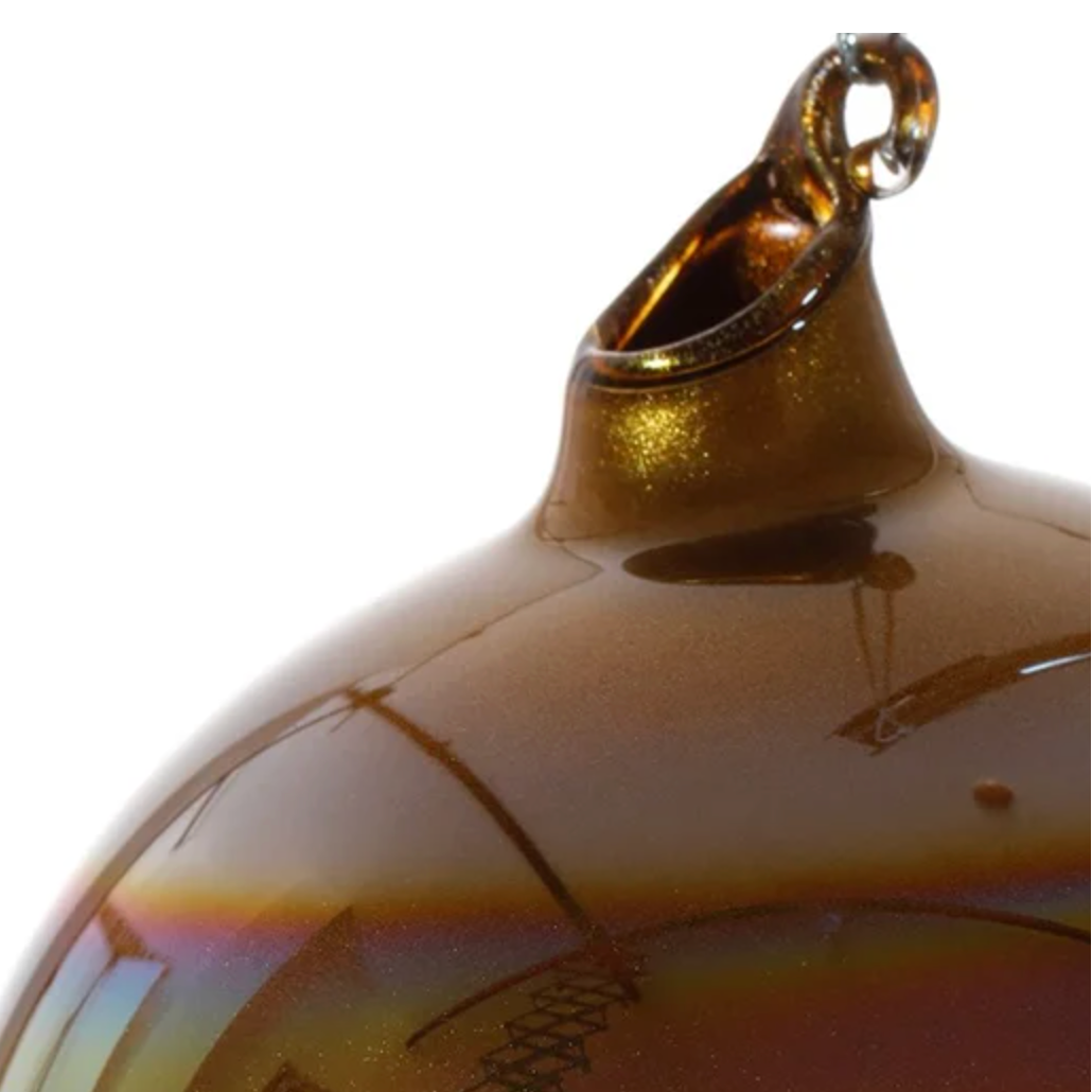 Jim Marvin Handblown Pearl Glass Ornament in Antique Gold