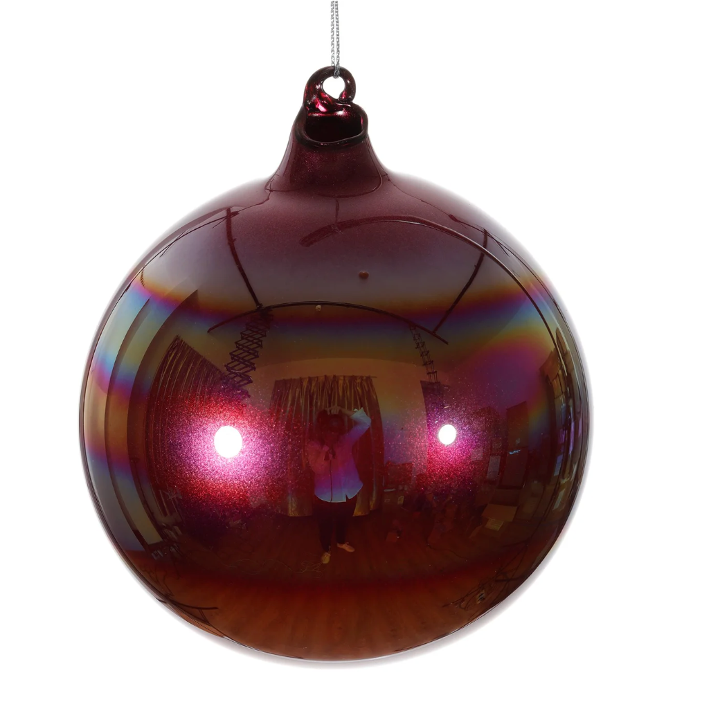Jim Marvin Handblown Pearl Glass Ornaments in Burgundy
