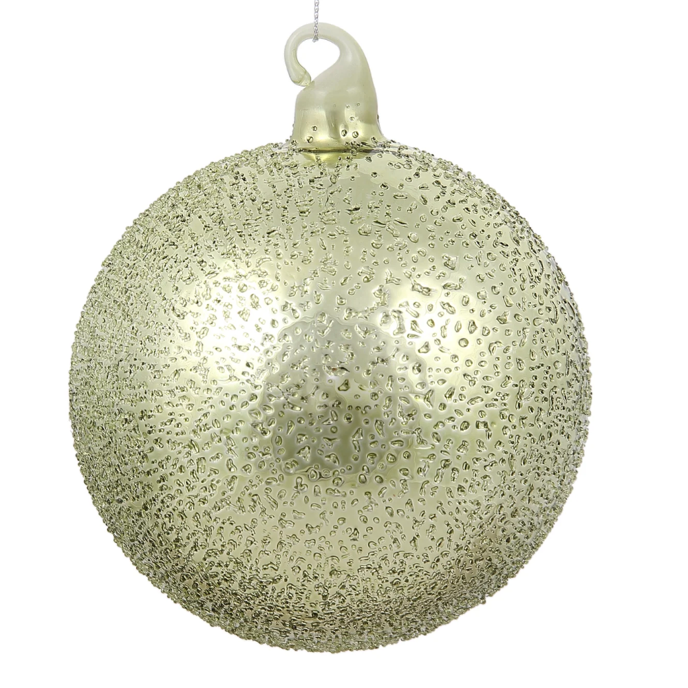 Jim Marvin Handblown Glass Beaded Ornaments in Moss Green