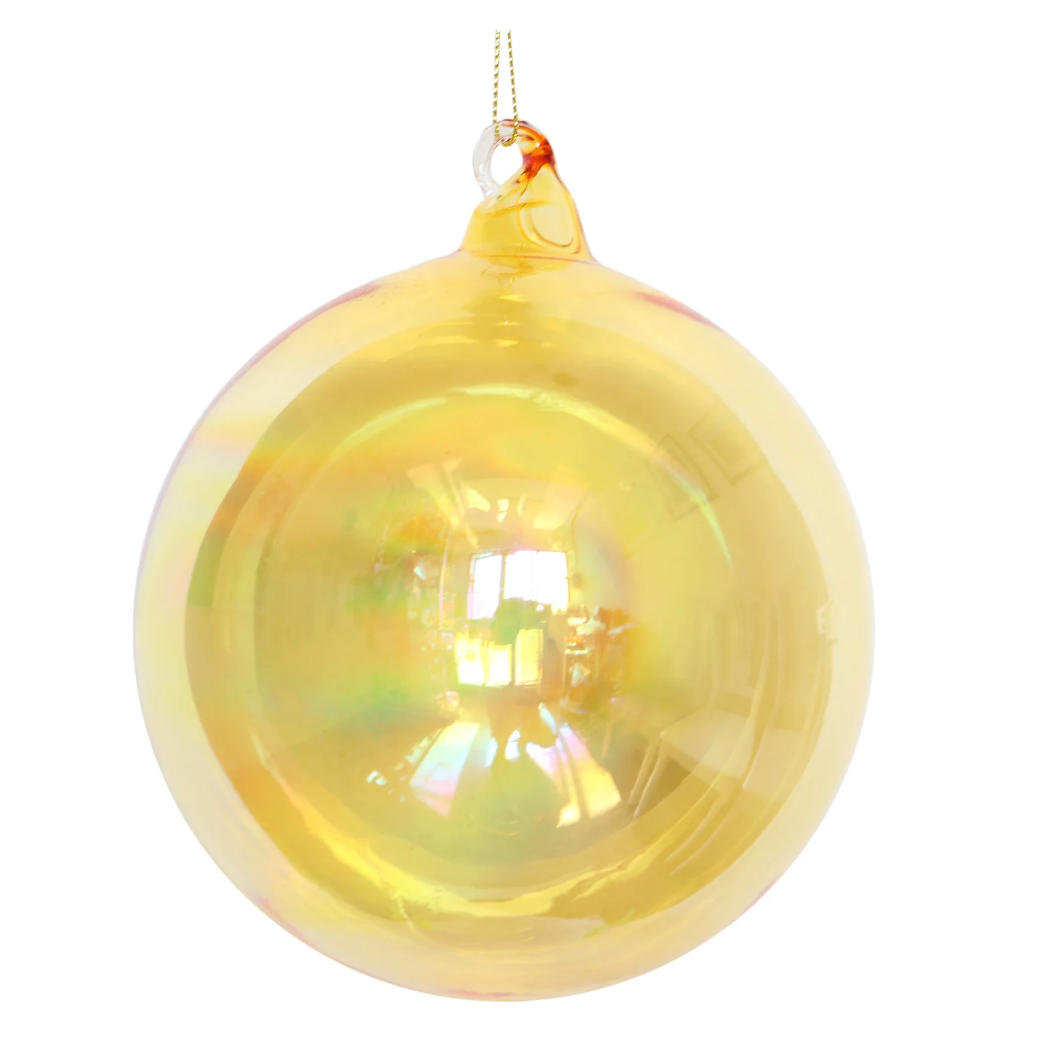 Jim Marvin Handblown Bottle Glass Ornament in Amber