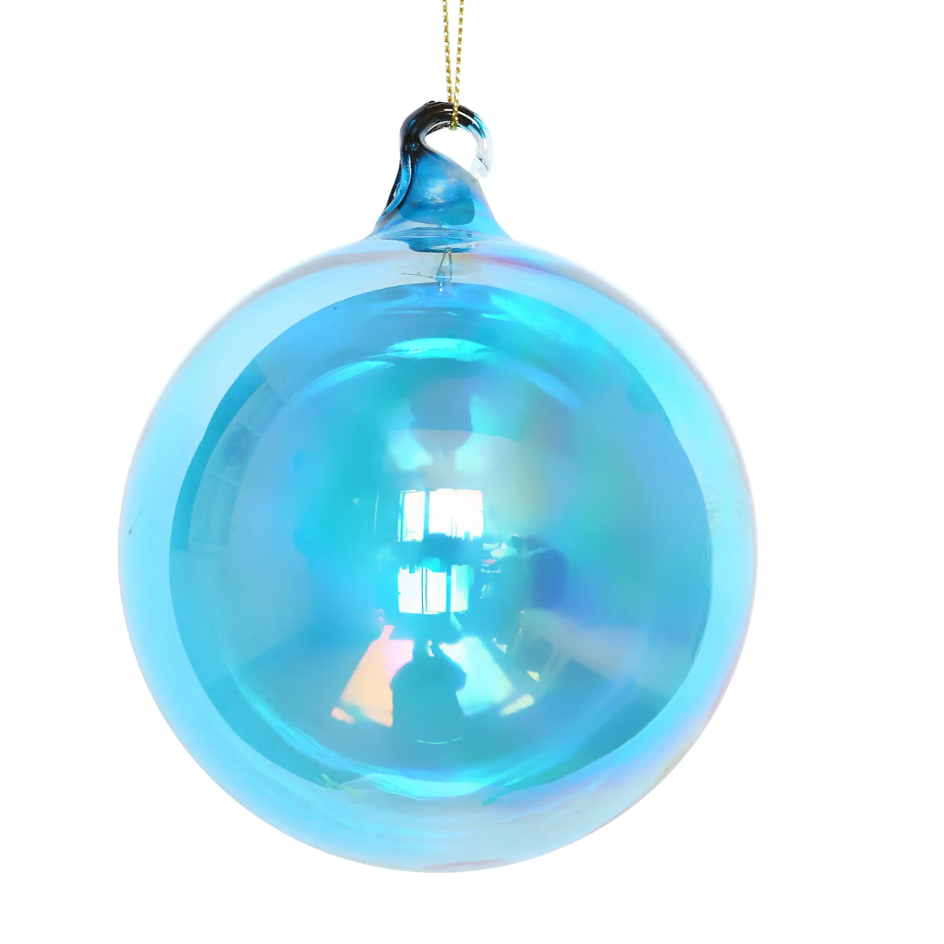Jim Marvin Handblown Bottle Glass Ornament in Cobalt Blue