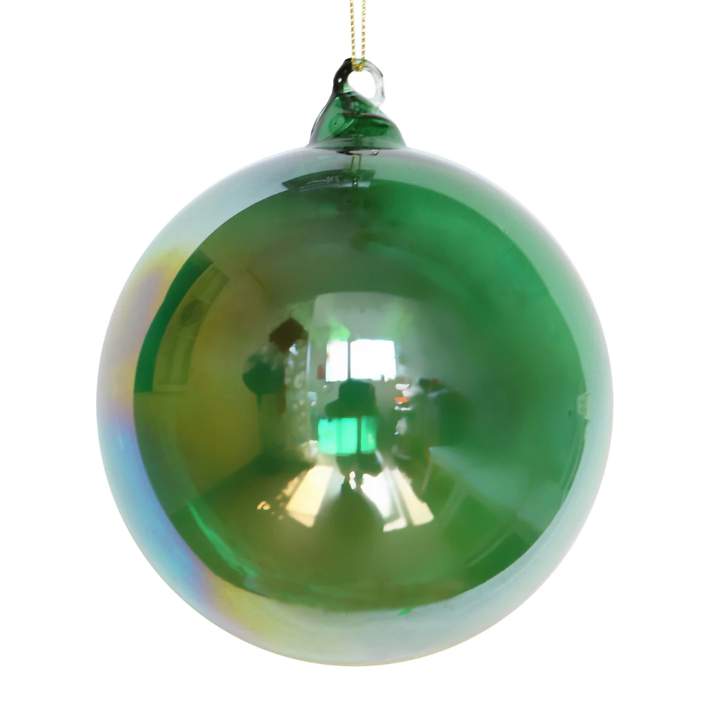 Jim Marvin Handblown Bottle Glass Ornament in Emerald Green