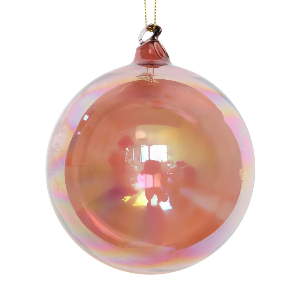 Jim Marvin Handblown Iridescent Bottle Glass Ornament in French Purple