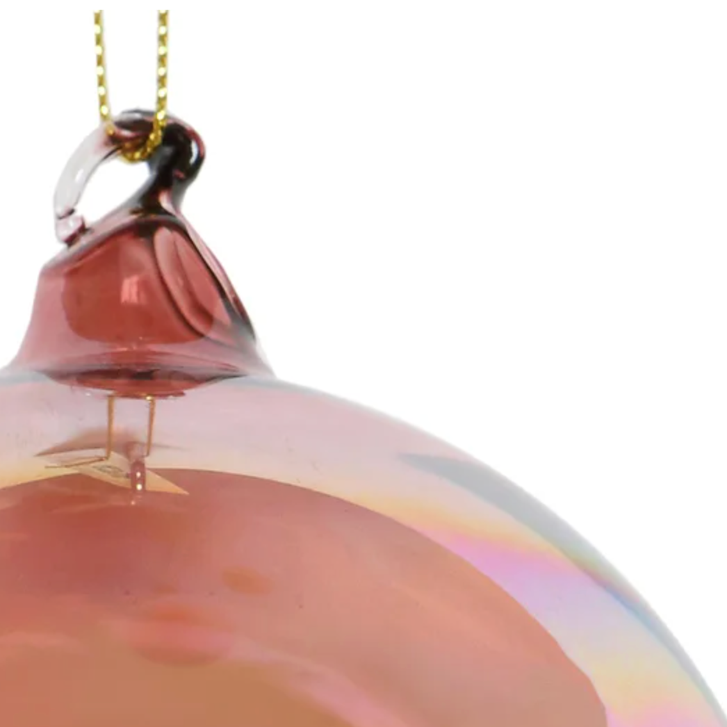 Jim Marvin Handblown Iridescent Bottle Glass Ornament in French Purple