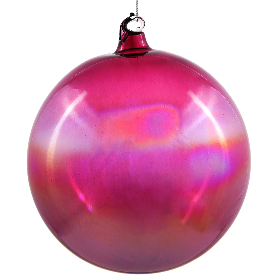 Jim Marvin Handblown Bottle Ball Glass Ornament in Purple