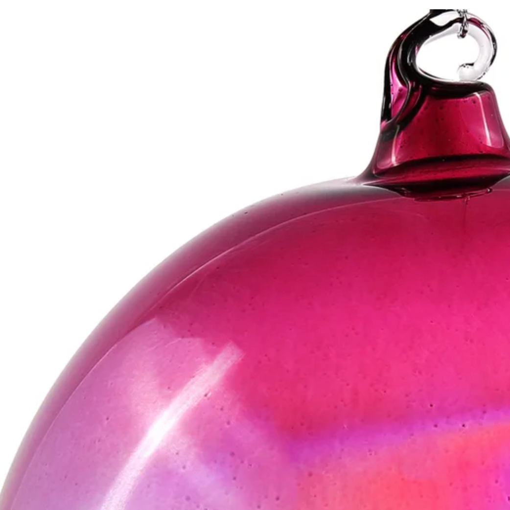 Jim Marvin Handblown Bottle Ball Glass Ornament in Purple