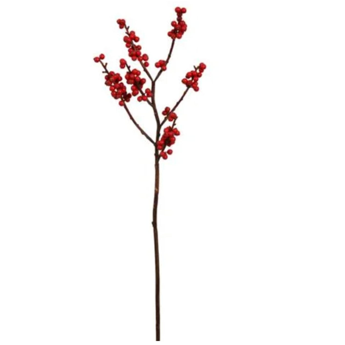 Artificial red berry branch on a white background