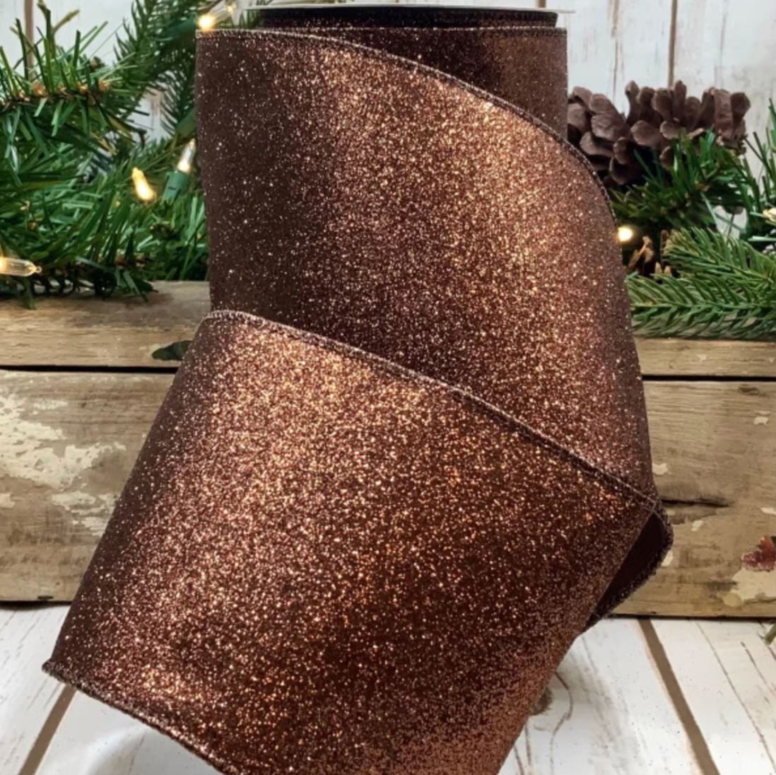 Vintage Glitter Ribbon in Brown