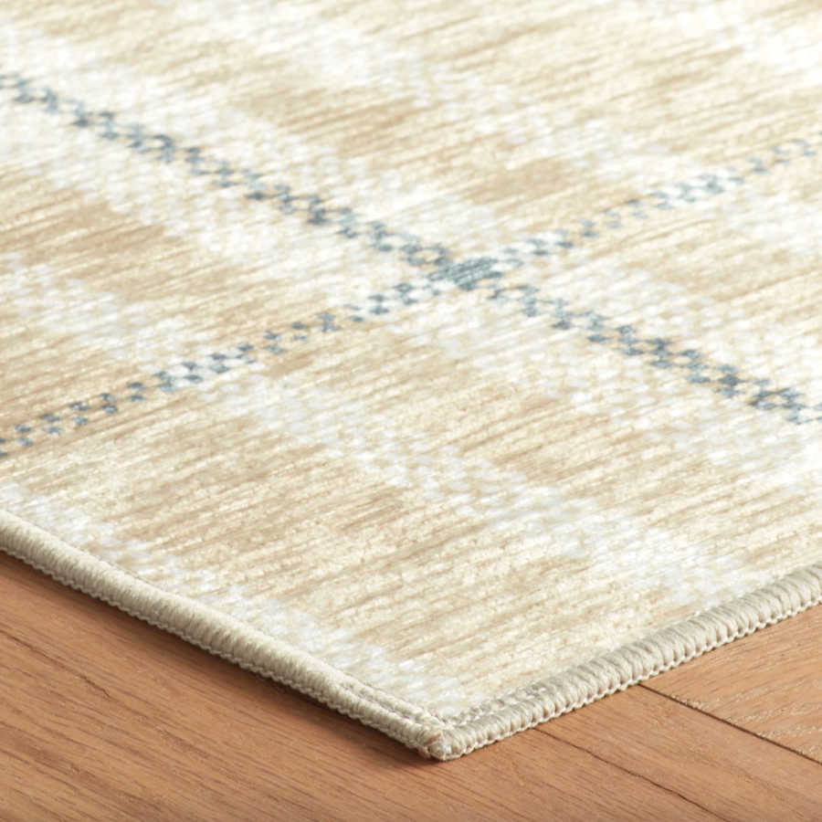 Hallie Plaid Khaki Machine Washable Rug at Home Smith