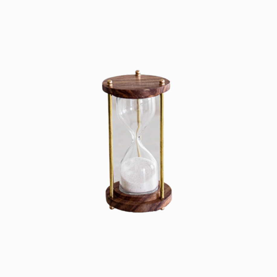 Antique Style Brass and Wood Hourglass at Home Smith 