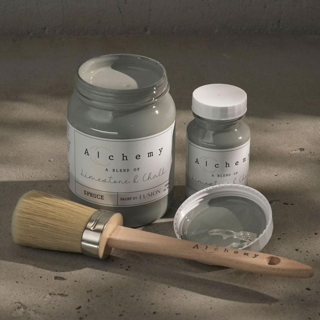 Alchemy Limestone and Chalk Furniture Paint by Fusion in Spruce at Home Smith 