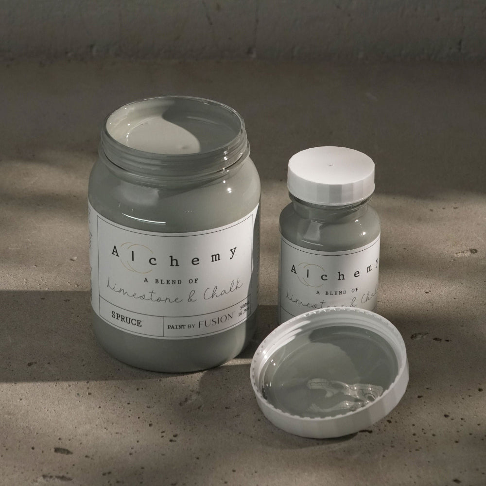 Alchemy Limestone and Chalk Furniture Paint by Fusion in Spruce at Home Smith 