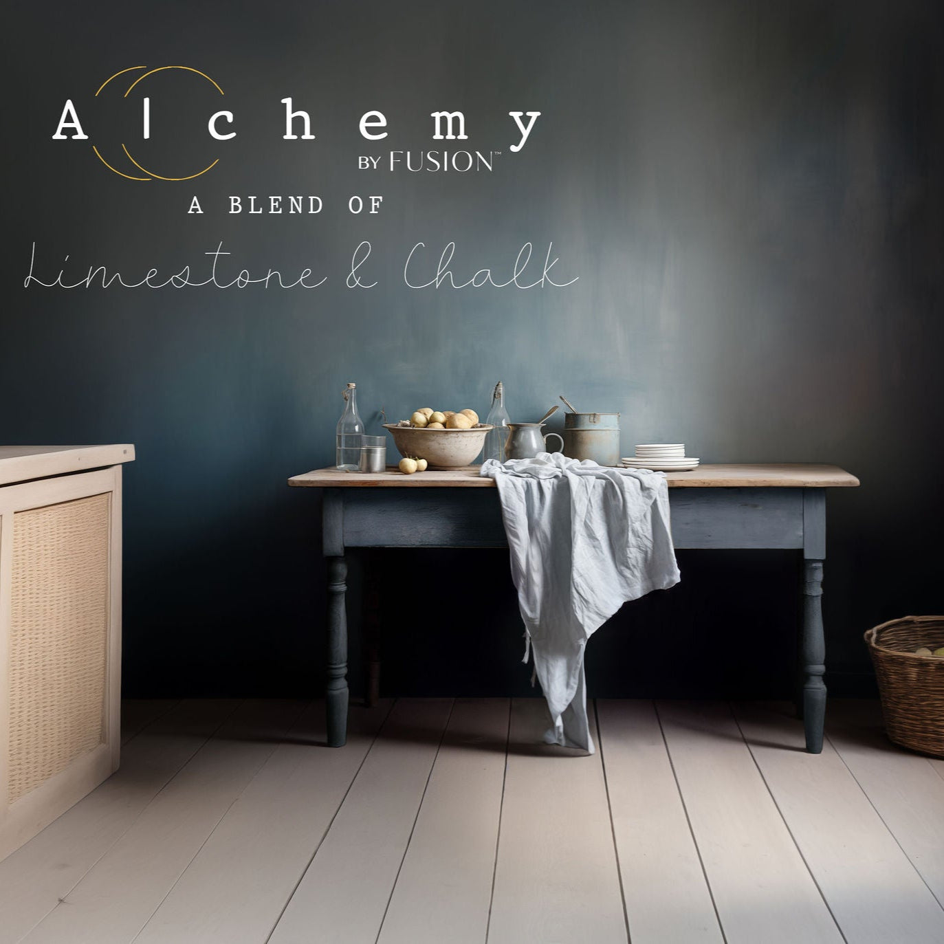 Alchemy limestone and chalk furniture paint by Fusion in Storm at Home Smith