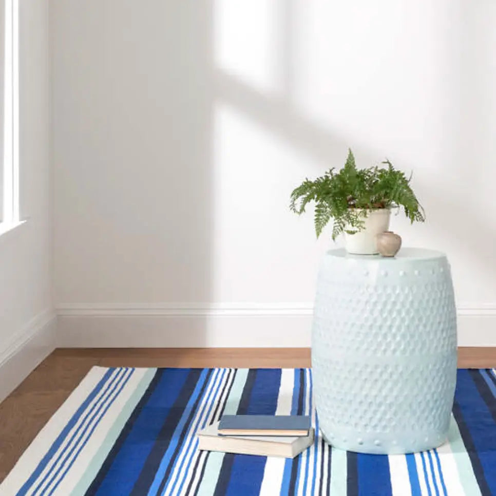 Sunny Stripe Blue Indoor/Outdoor Rug - Home Smith