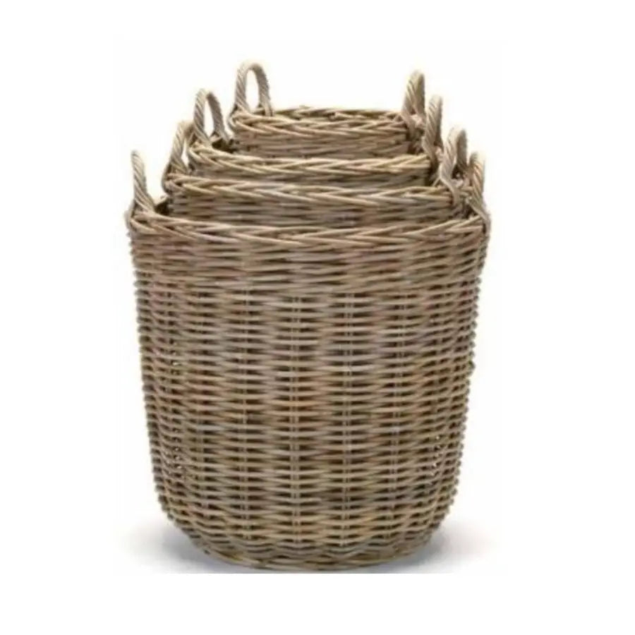 Tall Round Grey Storage Baskets - Home Smith
