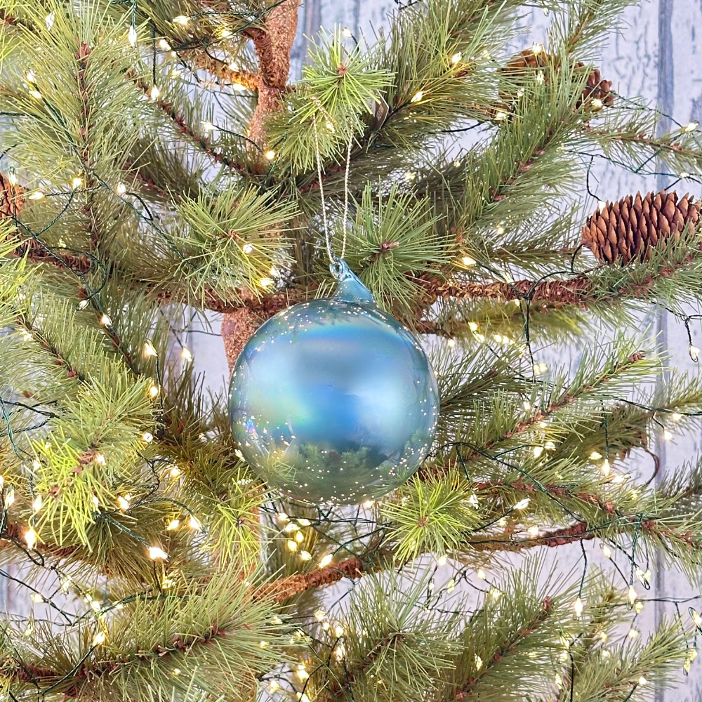 Jim Marvin Pearl Glass Ornaments in Teal at Home Smith