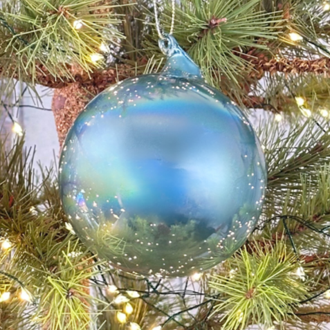 Jim Marvin Pearl Glass Ornaments in Teal at Home Smith