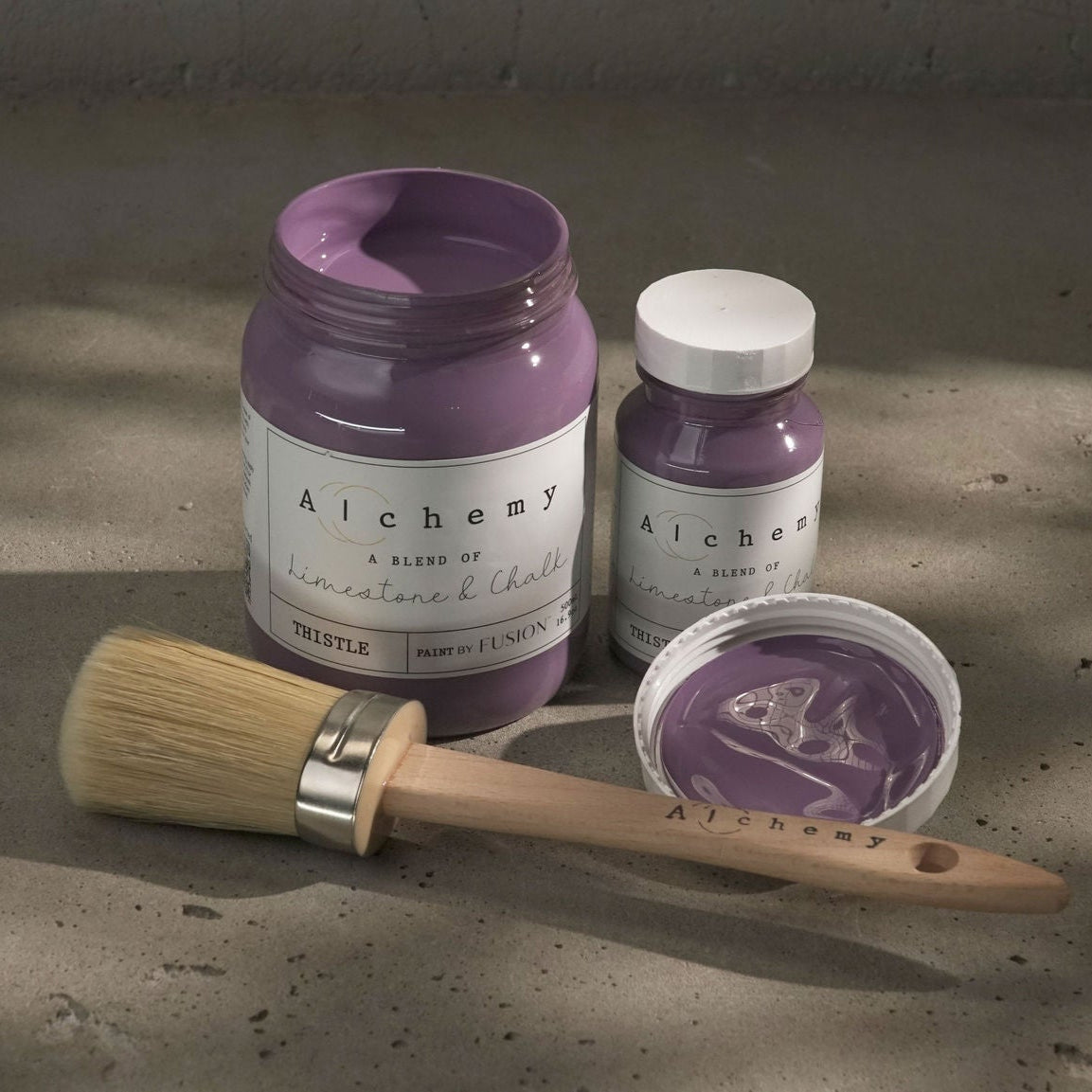 Alchemy Limestone and Chalk Furniture Paint by Fusion in Thistle at Home Smith 