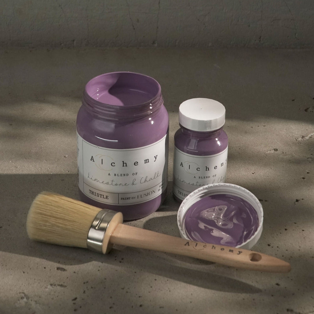 Alchemy Limestone and Chalk Furniture Paint by Fusion in Thistle at Home Smith 
