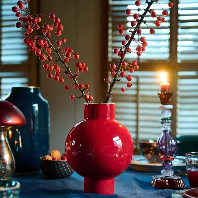 Vase Metal Small Red at Home Smith